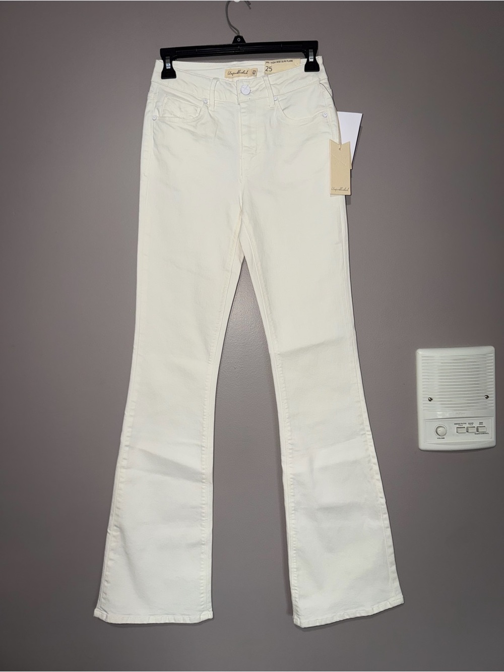 High-Rise Cream Flare Jeans - has stretch